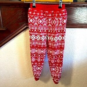 Olivia Kay Little Girls 7 Red & White Christmas Winter Lounge Pajama Bottoms